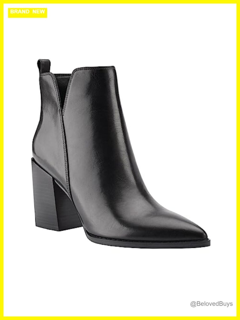 Women's V Cut Ankle Boots Pointed Toe Stacked Chunky Heel Side Zipper Faux